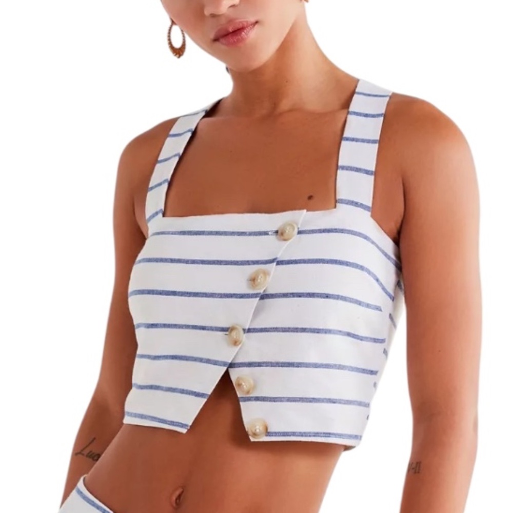 Striped Blue and White Crop Top